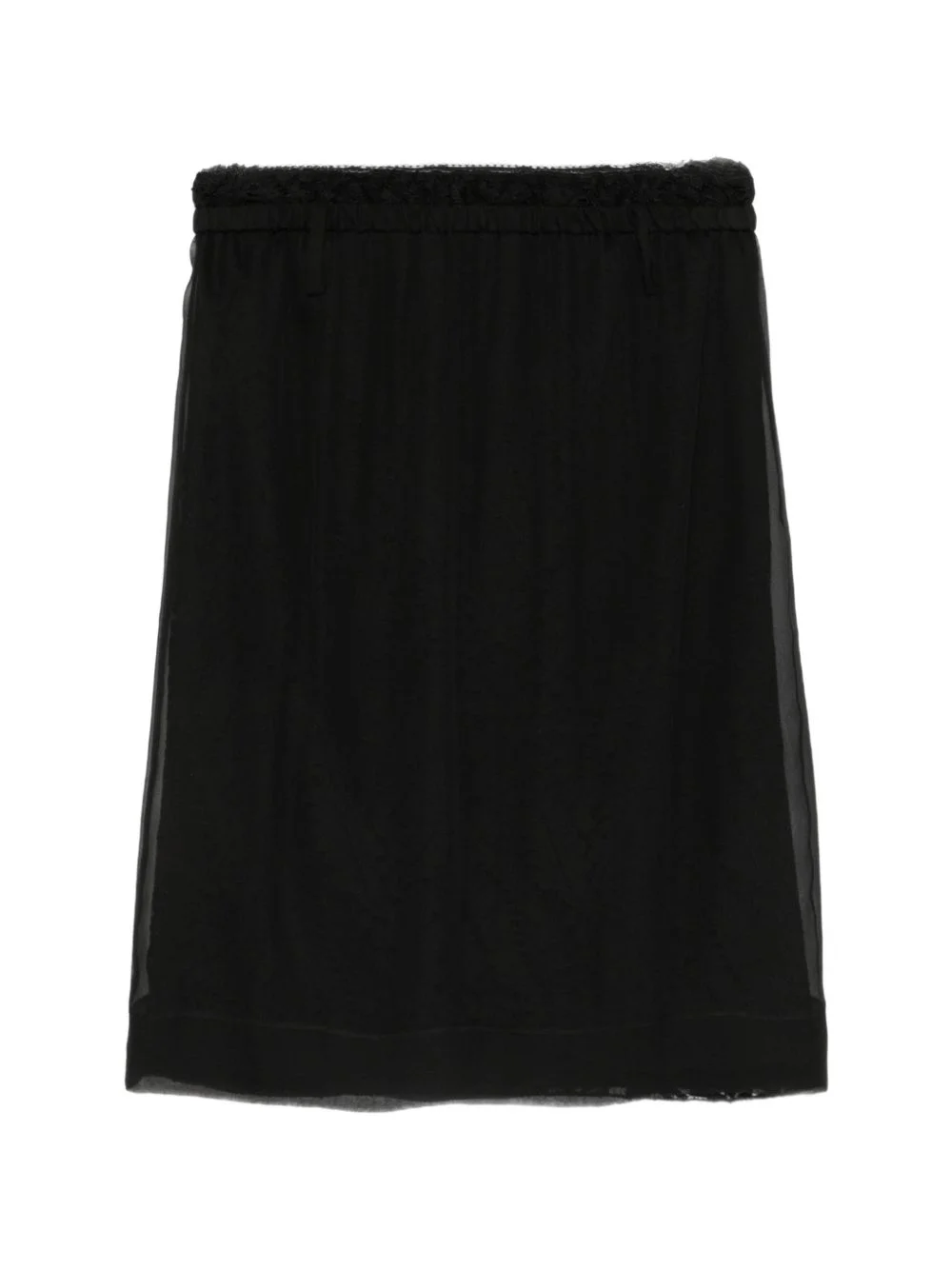lace-trim elasticated mid skirt - 1