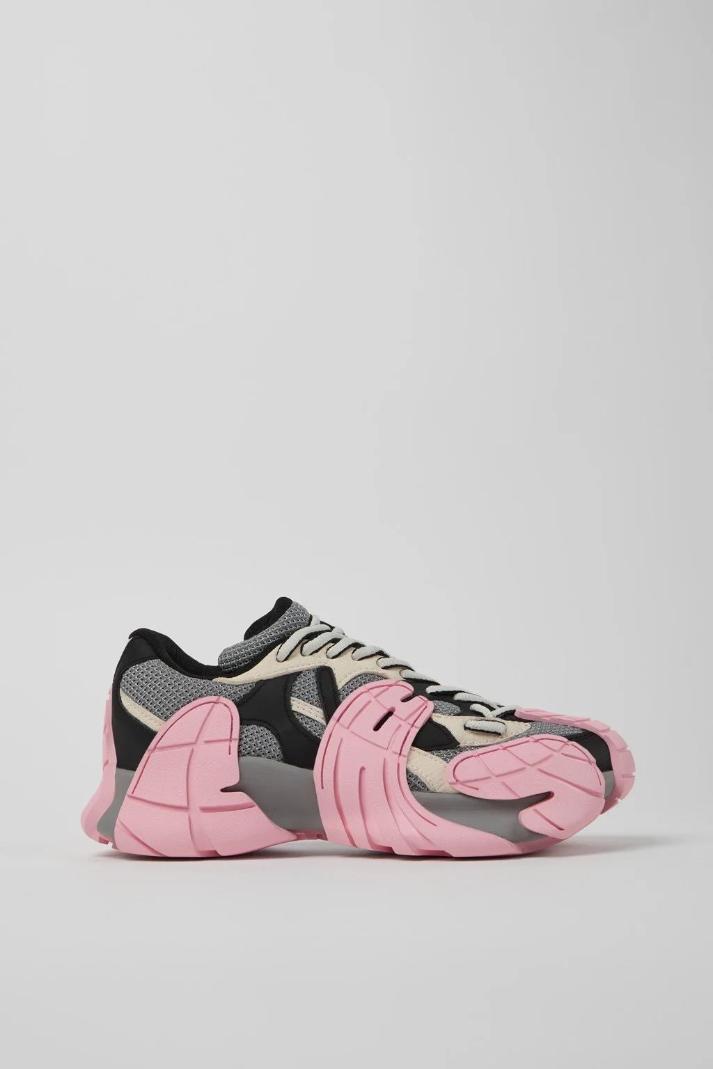 Gray and Black-White Textile Sneakers - 1