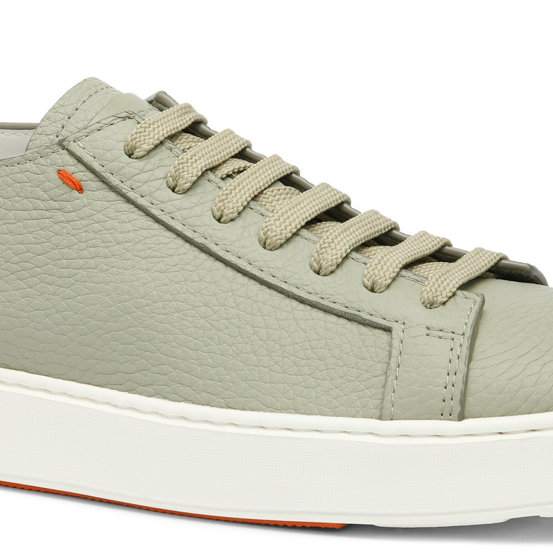 Men's green tumbled leather sneaker 6