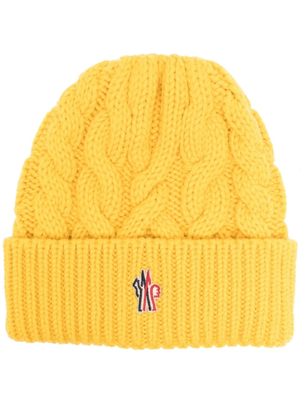 logo-embroidered cable-knit beanie - 1