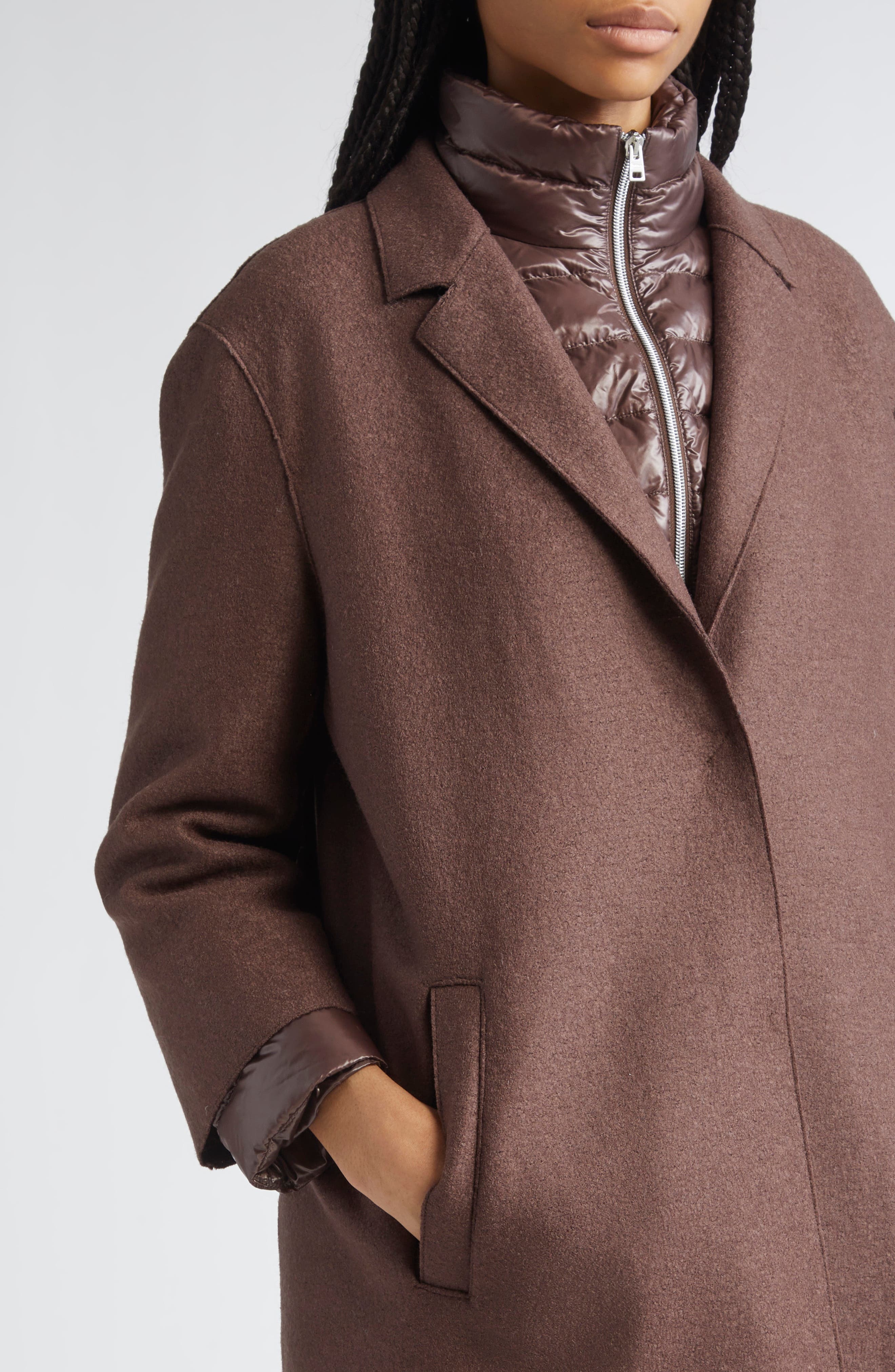 Herno Layered Mixed Media Down Jacket in Fondente at Nordstrom - 5