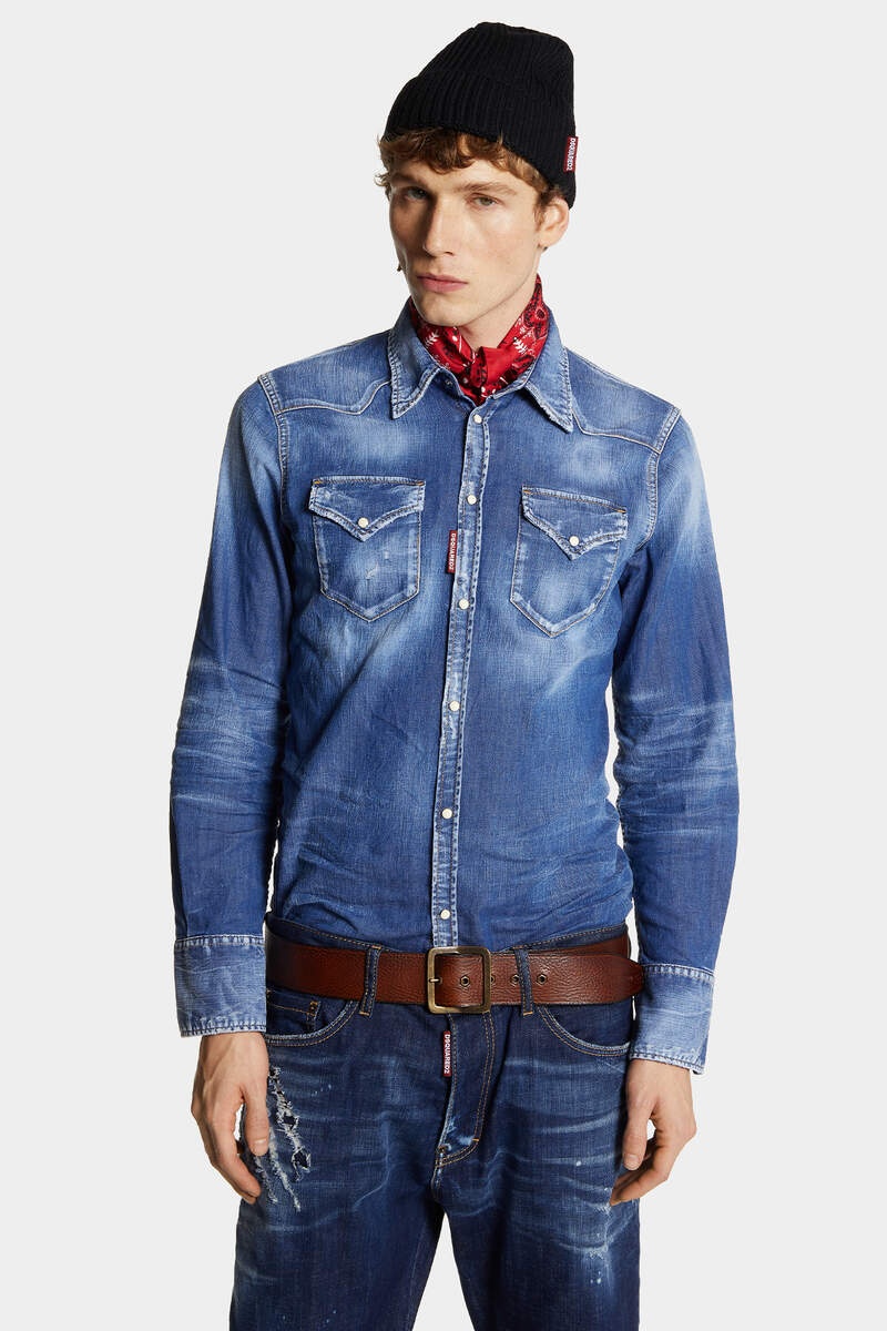 MEDIUM WASH CLASSIC WESTERN SHIRT - 3