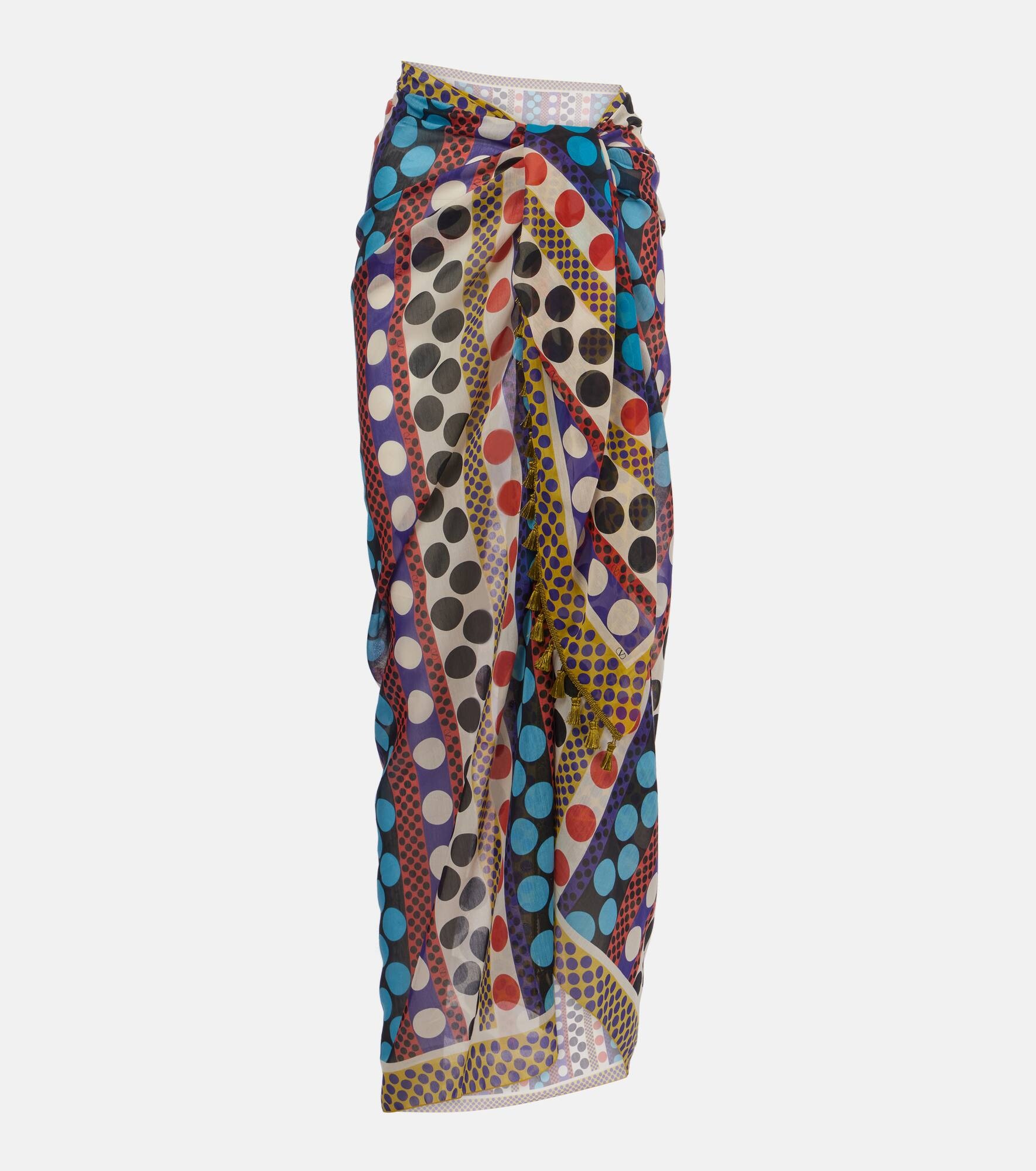 Polka-dot cotton and silk beach cover-up - 1