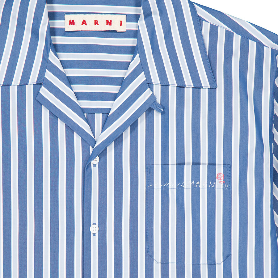 Marni Striped Embroidered Logo Cotton Shirt - 2