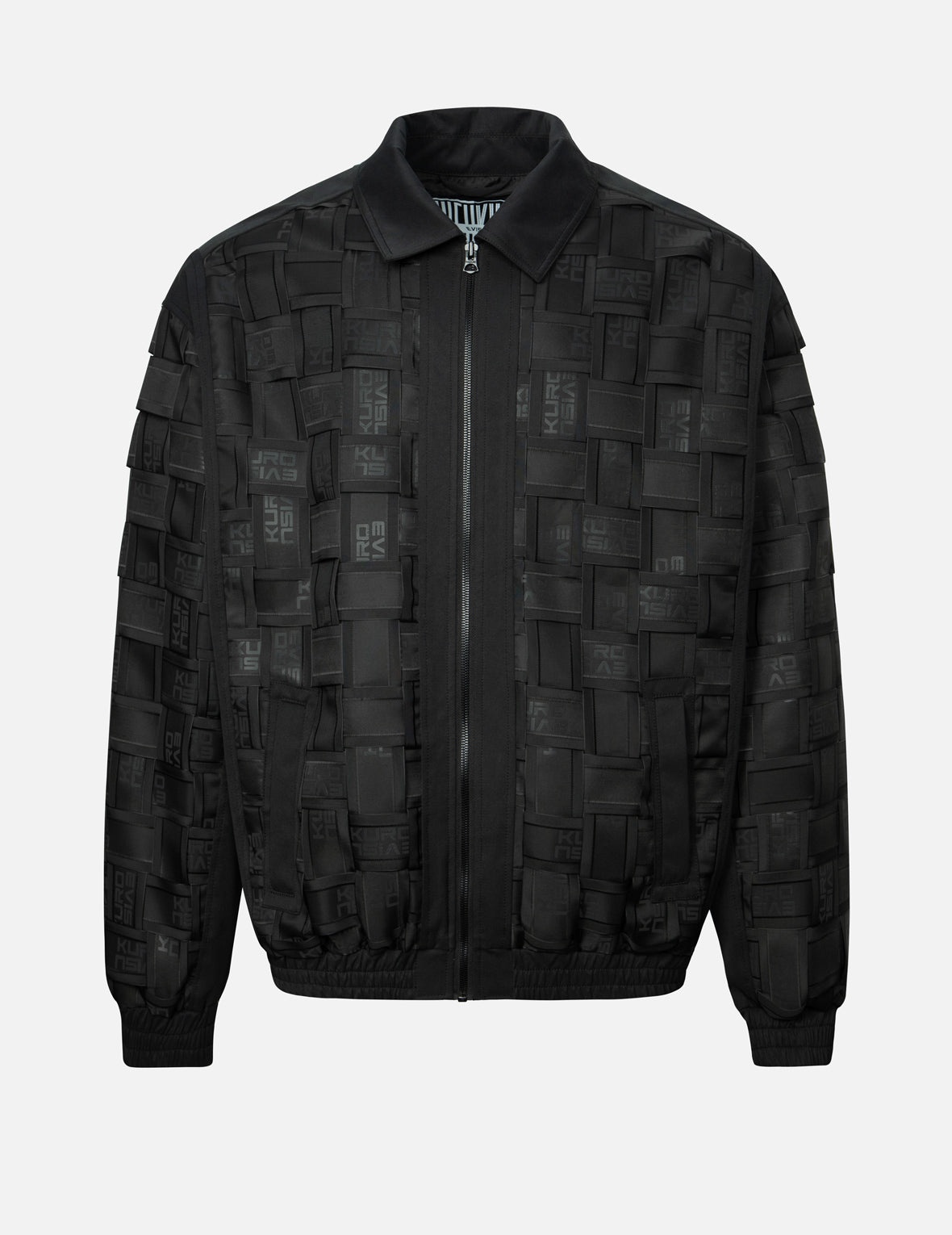 Allover Logo Print Relax Fit Tape Weaving Bomber Jacket - 9
