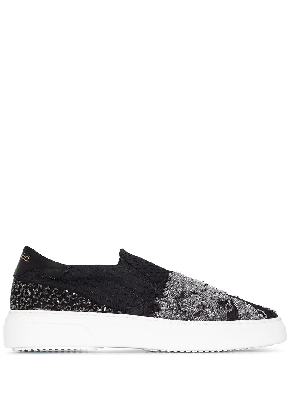 patterned beaded embroidered sneakers - 1