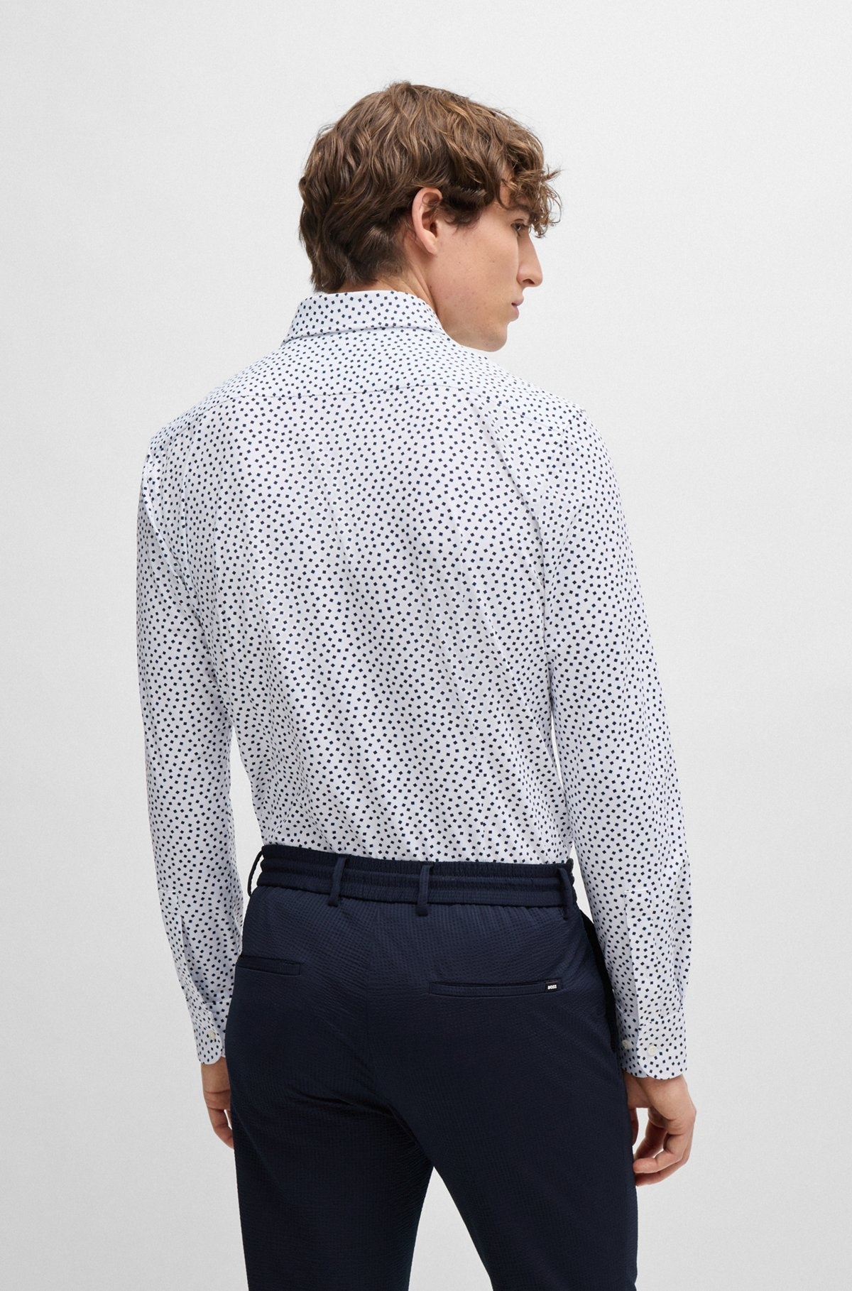 SLIM-FIT SHIRT IN PRINTED PERFORMANCE-STRETCH FABRIC - 5