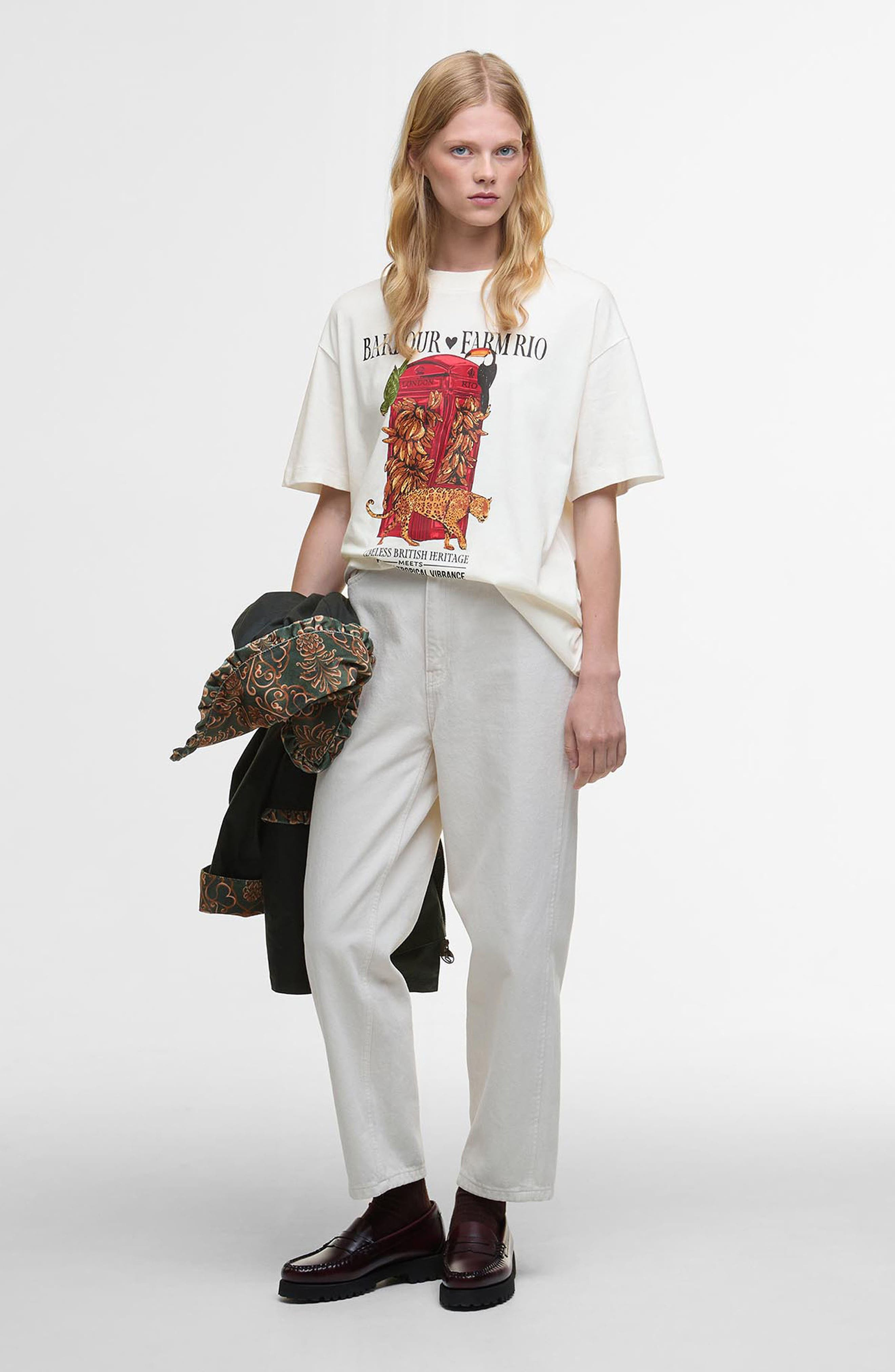Barbour x Farm Rio Maria Clara Graphic T-Shirt in Off White at Nordstrom - 6
