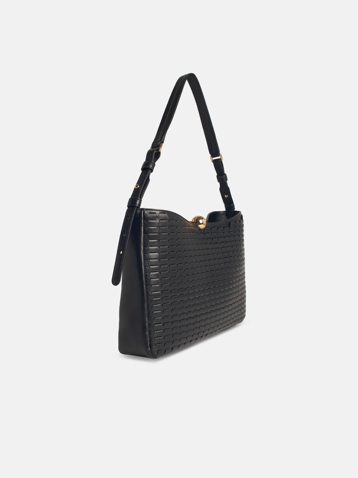 LARGE 'SFERA SOFT' BLACK LEATHER BAG - 2