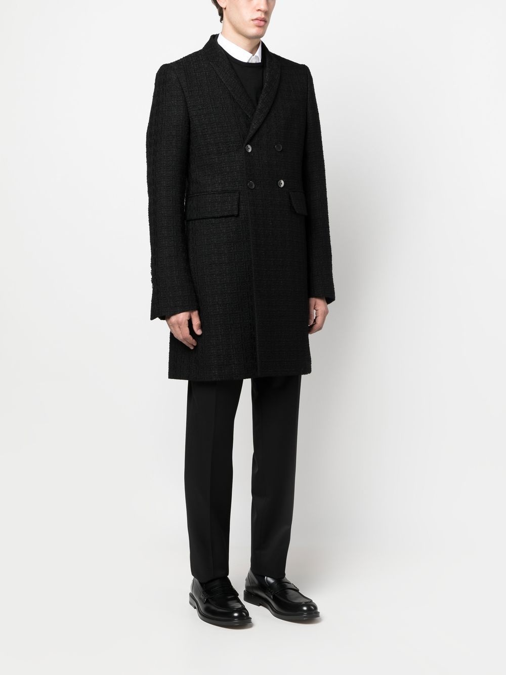 boucle double-breasted coat - 3