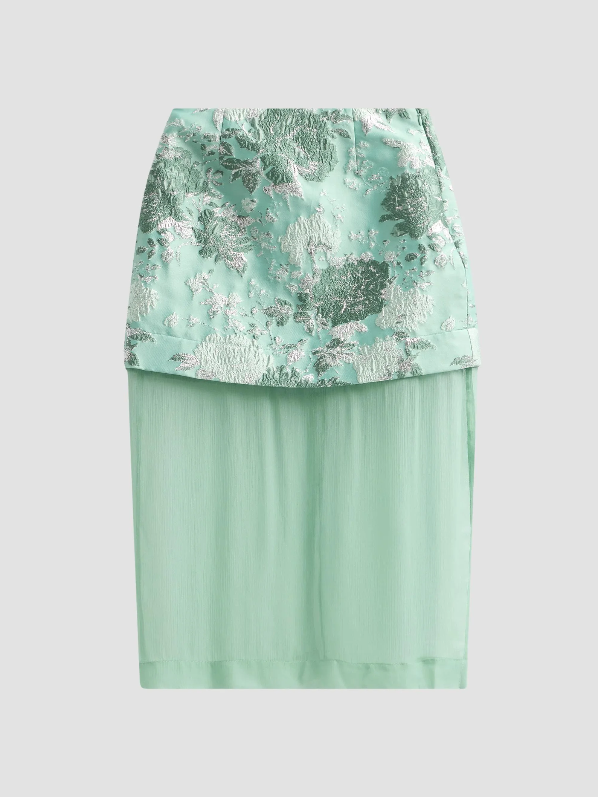 Women's Brooke Layered Midi Skirt - Green Silver - 1