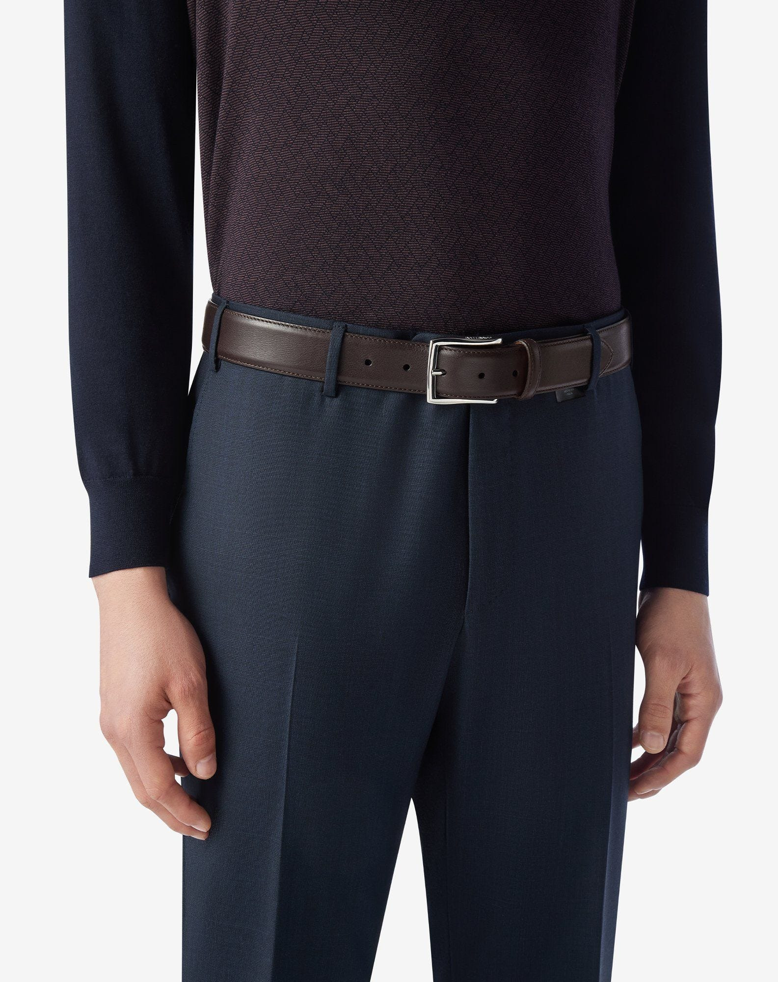 Dark brown super soft nappa leather belt - 3