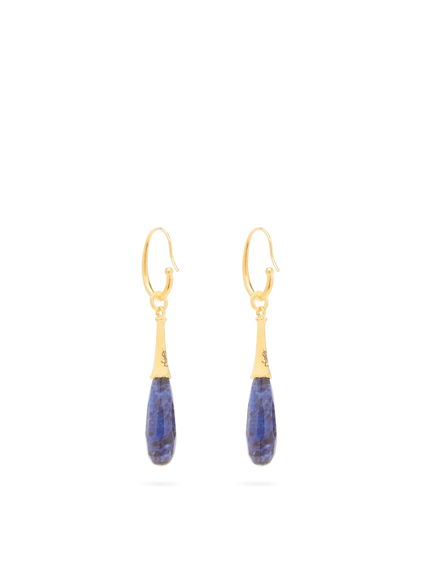 YSL-engraved stone drop earrings - 3