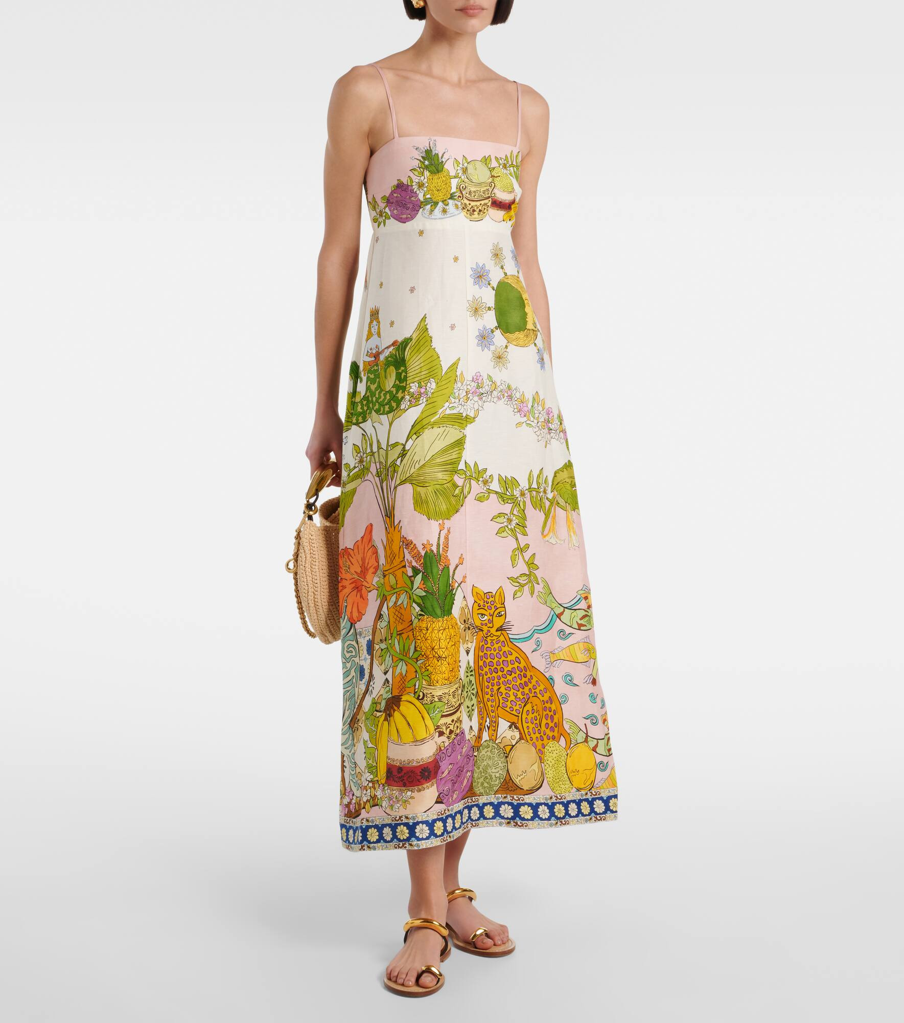 Hazel printed linen-blend maxi dress - 2