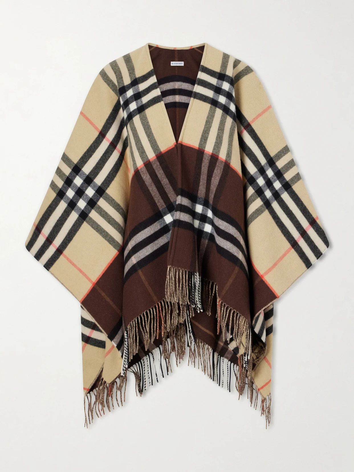 Fringed Checked Cashmere And Wool-blend Cape - 1