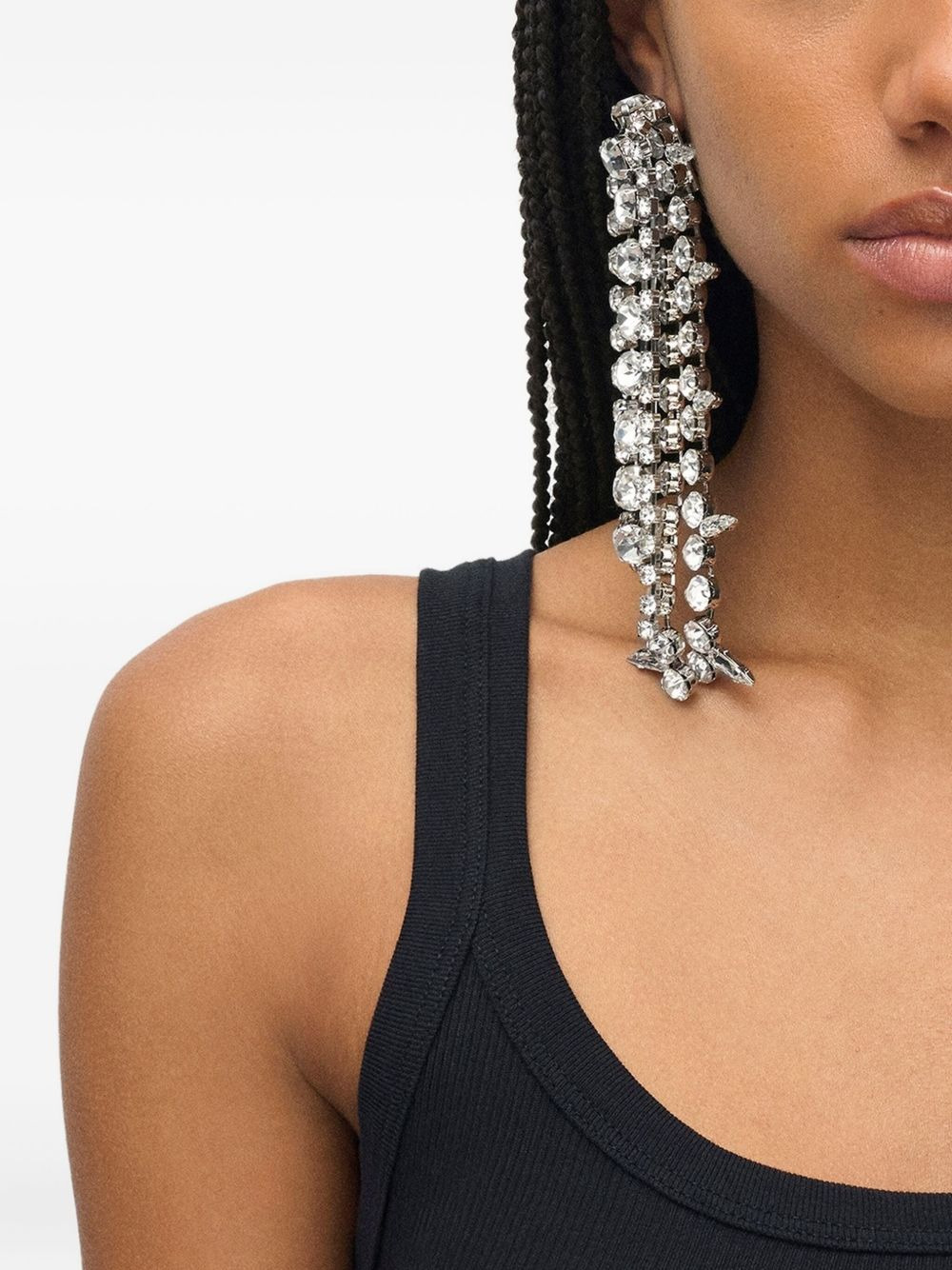 crystal-embellished fringe drop earrings - 2