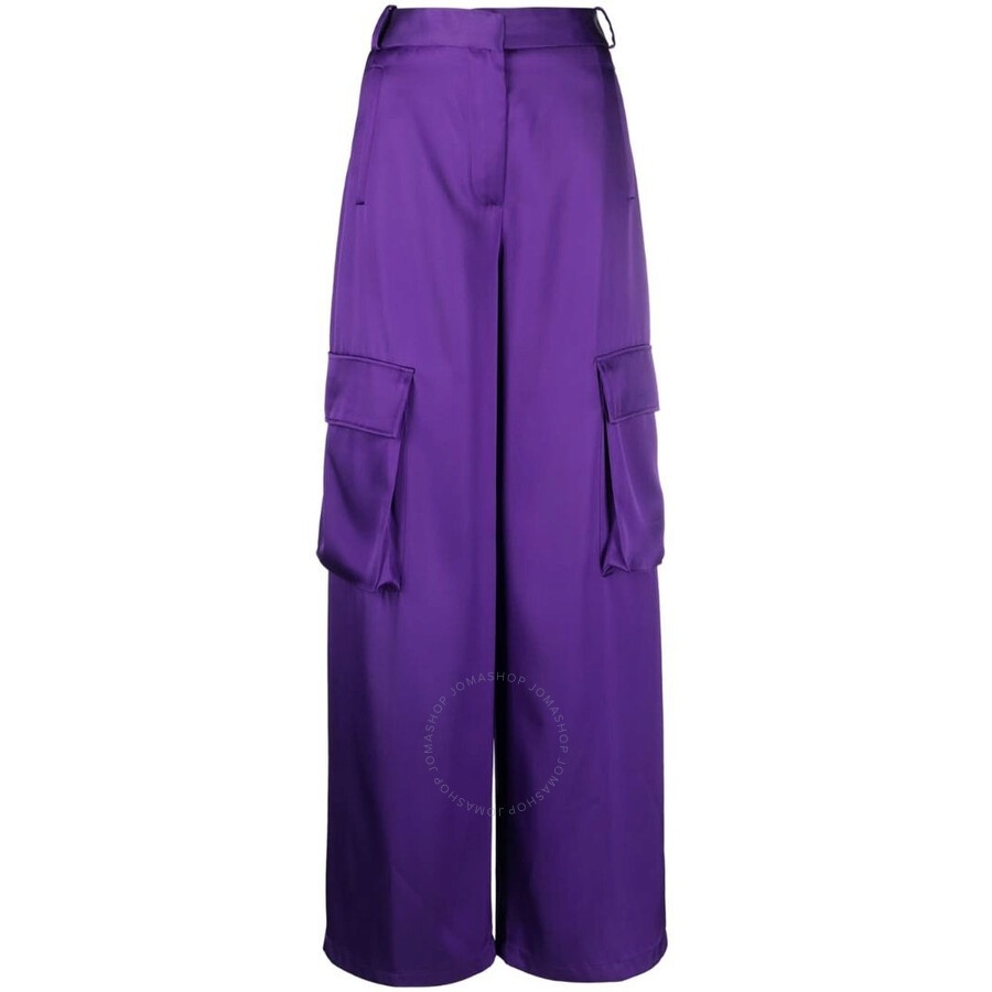 Versace Ladies Bright Dark Orchid Wide-Leg Cargo Pants - 2