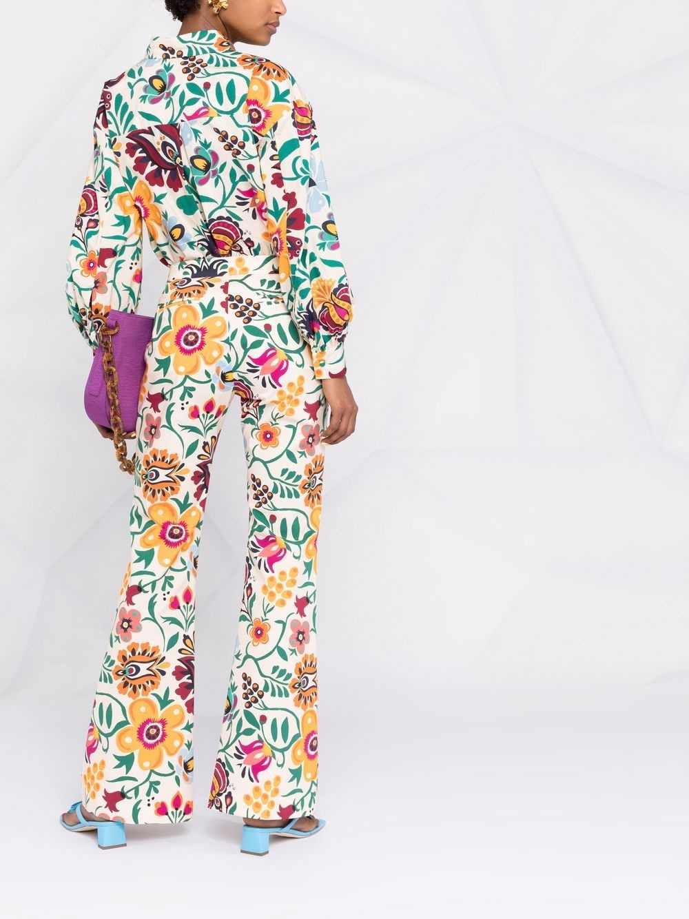 graphic-print flared trousers - 6