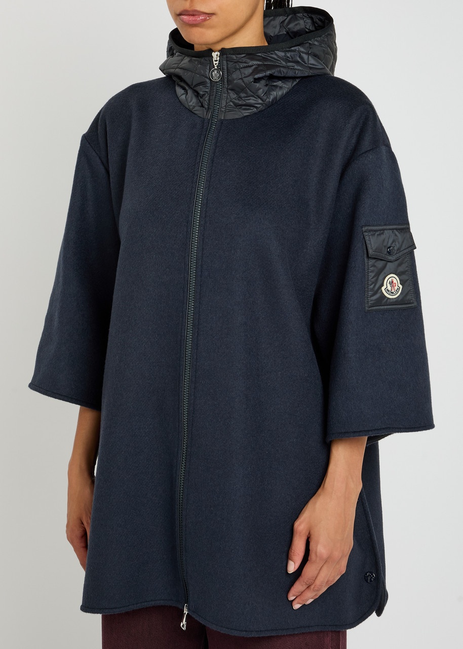 Moncler Hooded Shell and Wool-blend Cape Coat - 2