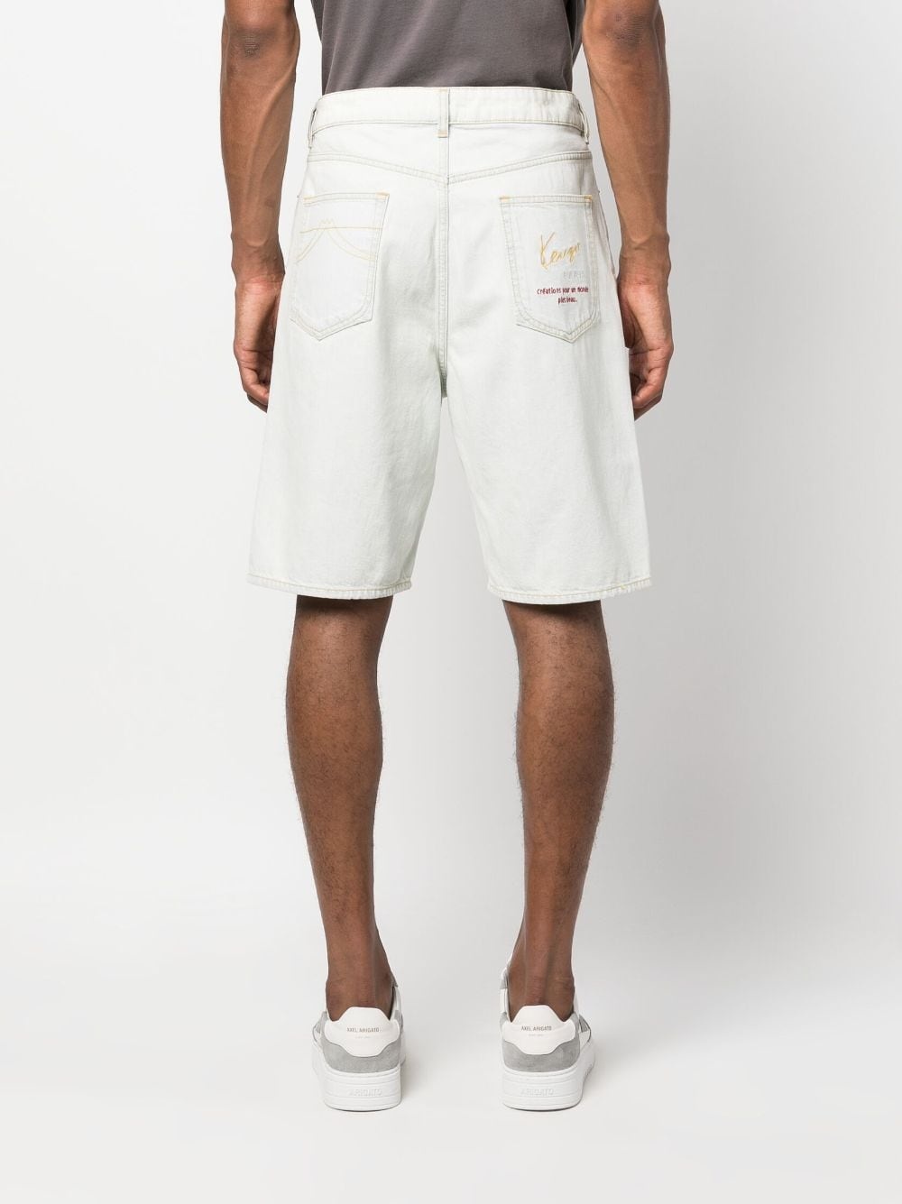 logo-embroidered denim shorts - 4