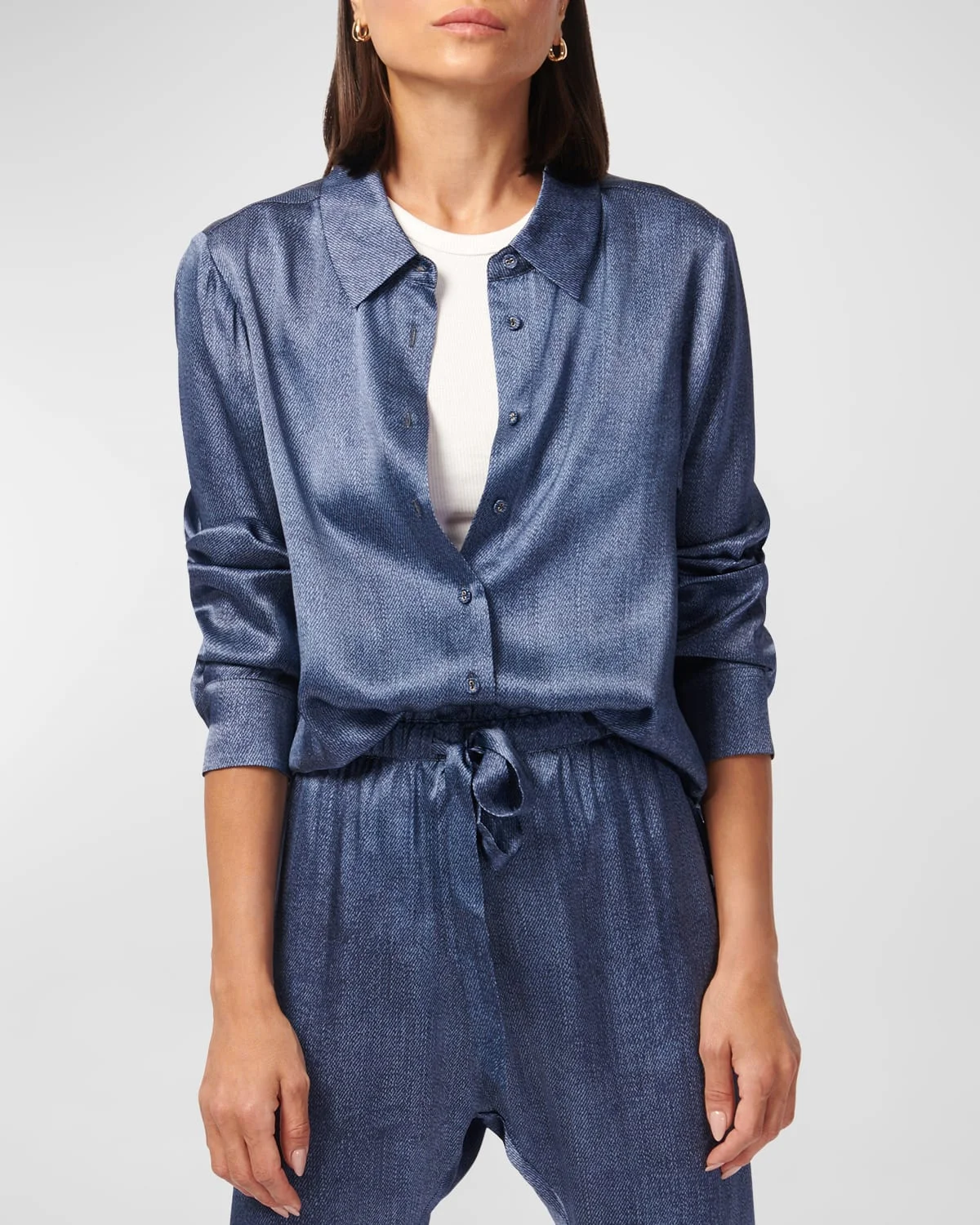 Crosby Silk Button-Front Blouse - 1