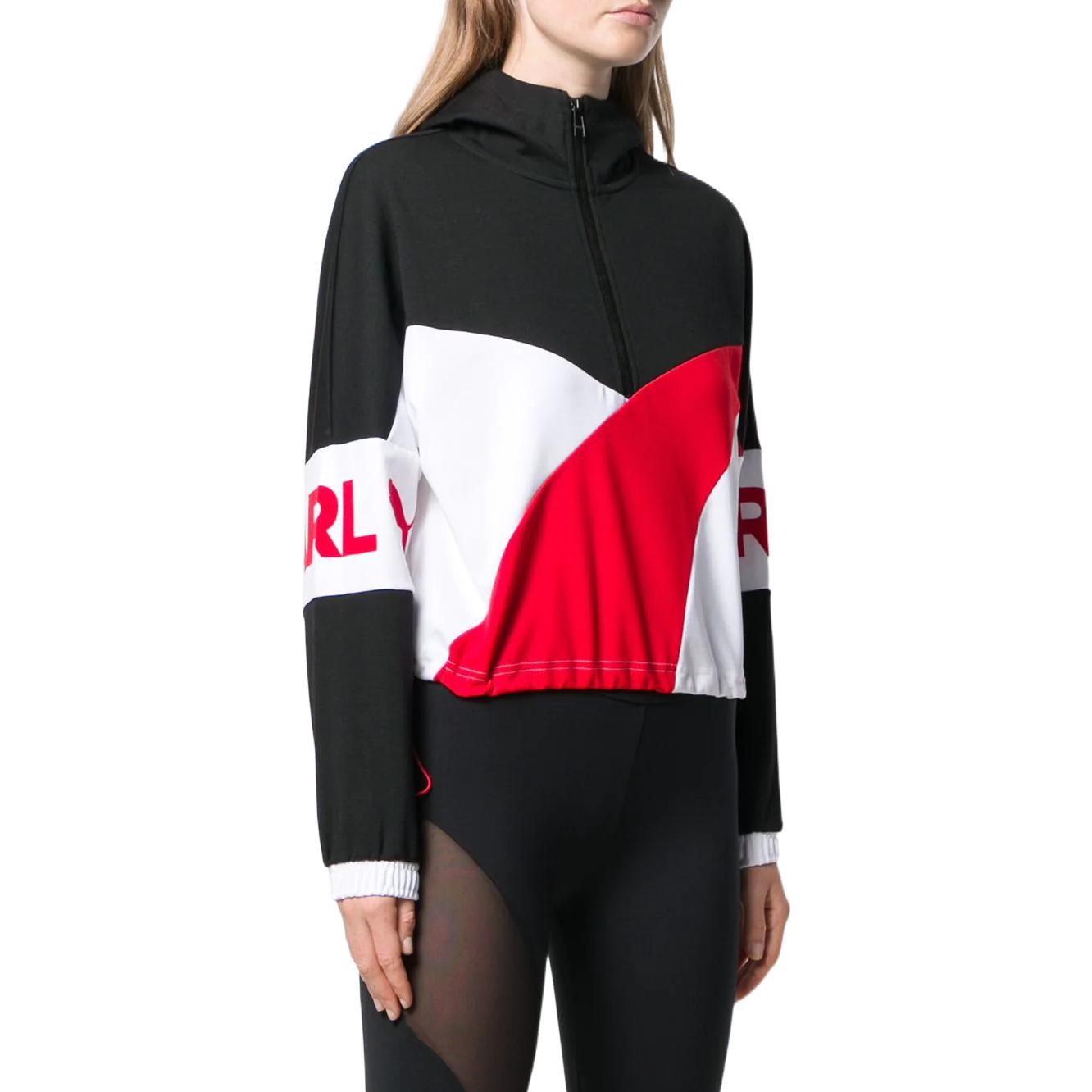 (WMNS) PUMA x Karl XTG Half-Zip Hoodie 'Black White Red' 595567-01 - 4
