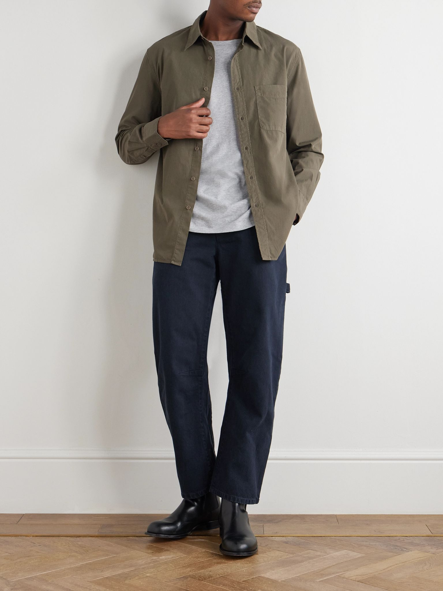 Finn Cotton Oxford Shirt Taupe - 2