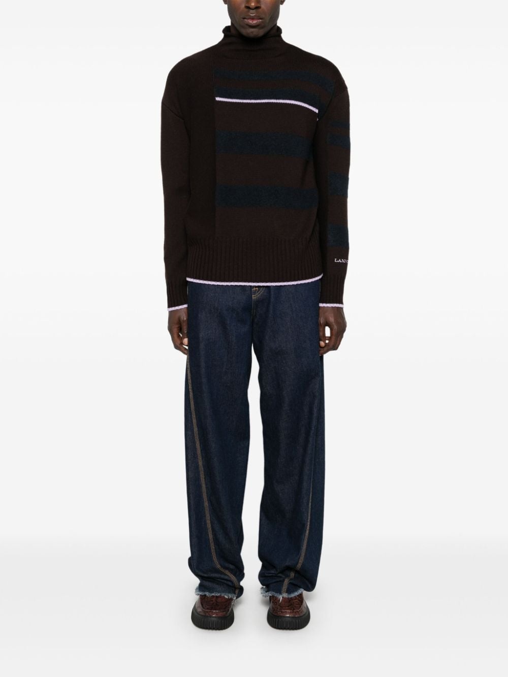 striped mock-neck jumper - 2