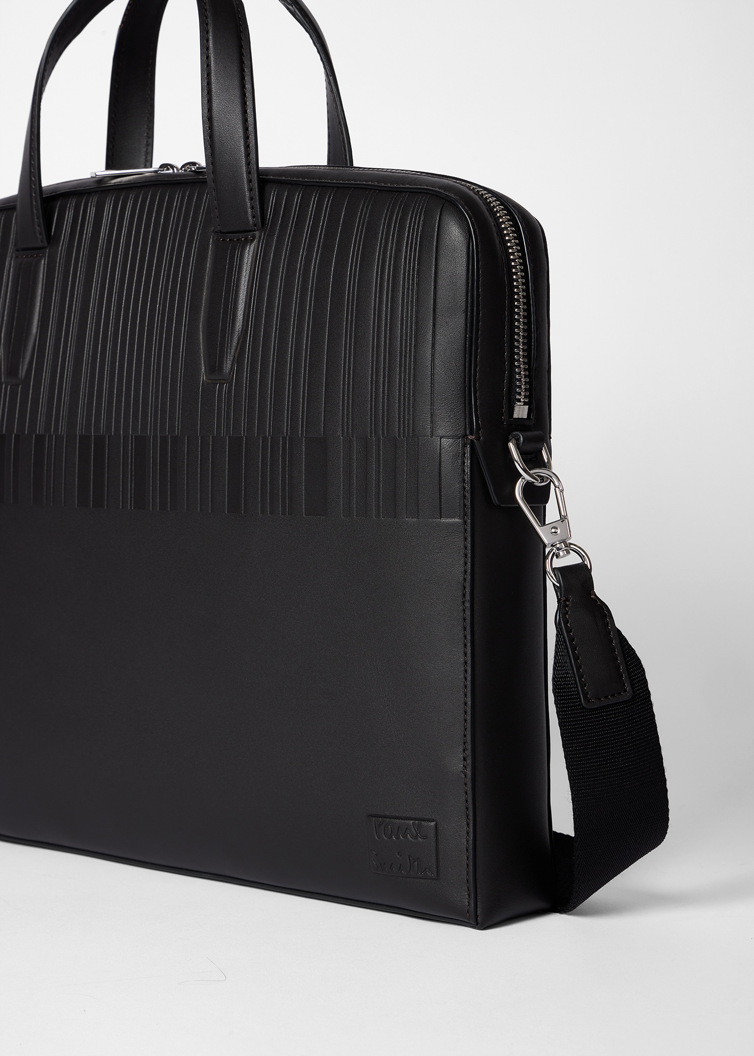 Dark Brown Leather 'Shadow Stripe' Folio - 3