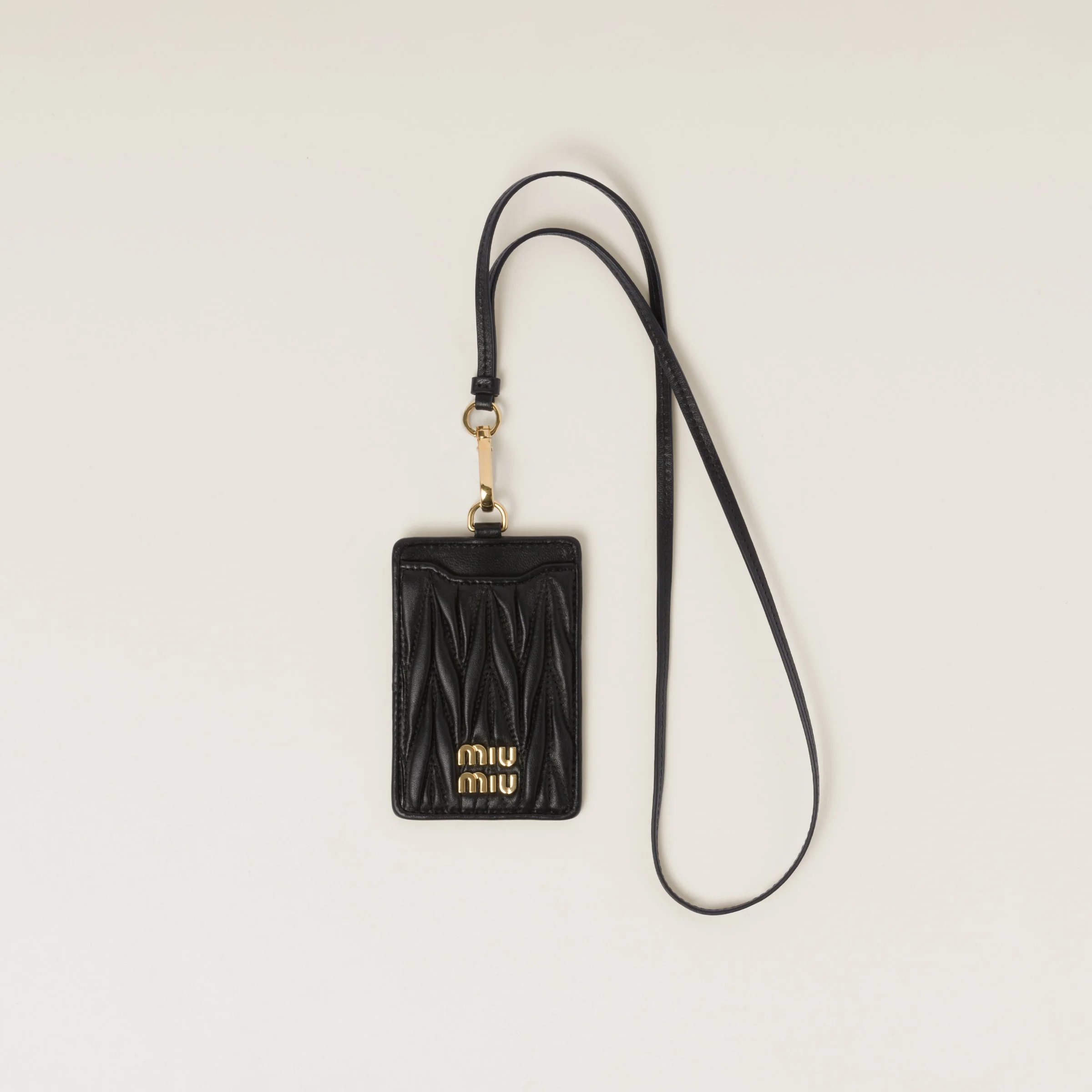 Matelassé nappa leather badge holder - 1