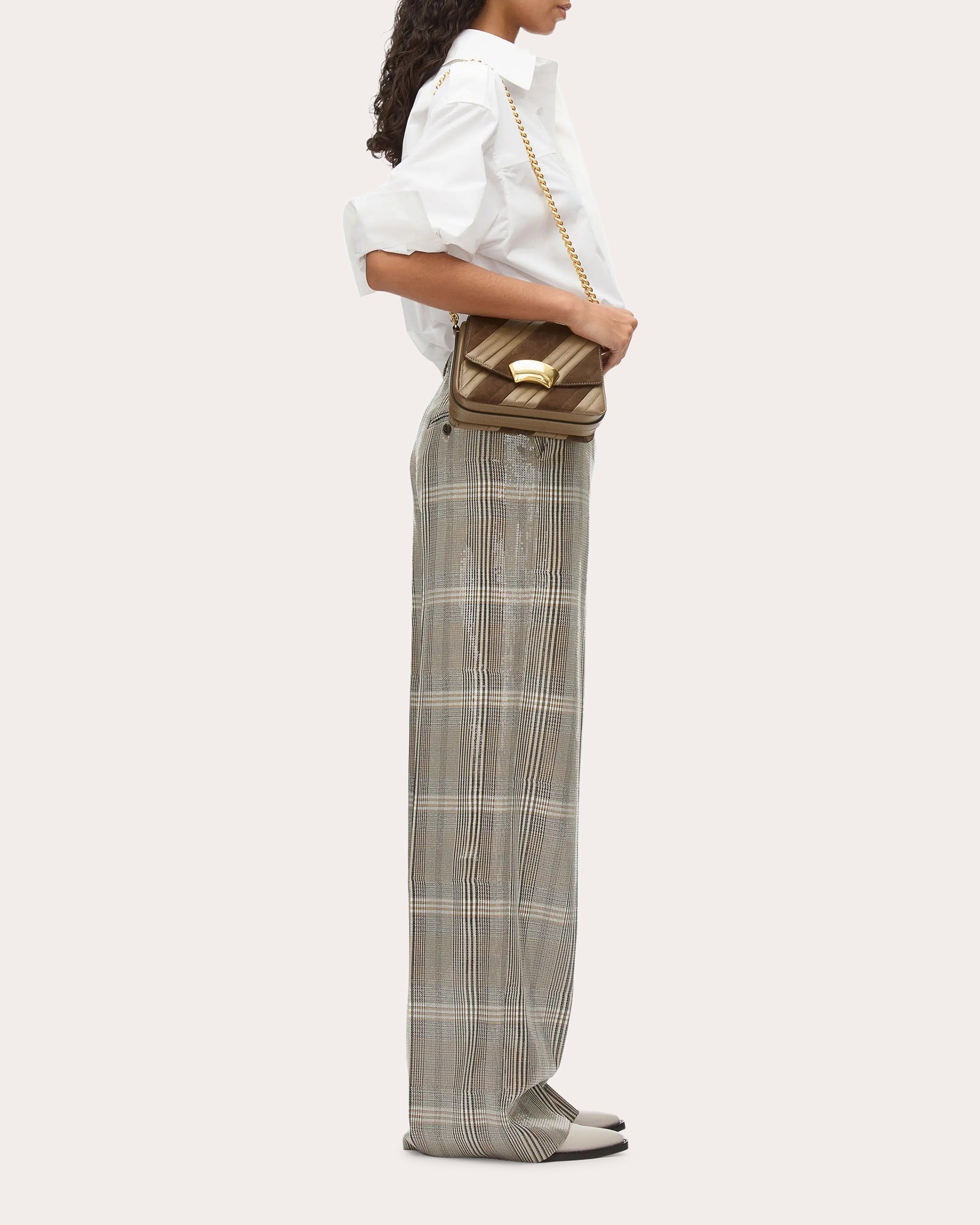 ID Paneled Quilted Leather & Suede Shoulder Bag - 2