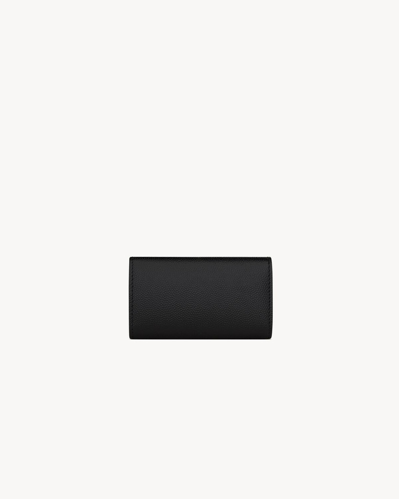 SAINT LAURENT SAINT LAURENT PARIS SLIM KEYCASE IN GRAIN DE POUDRE LEATHER outlook