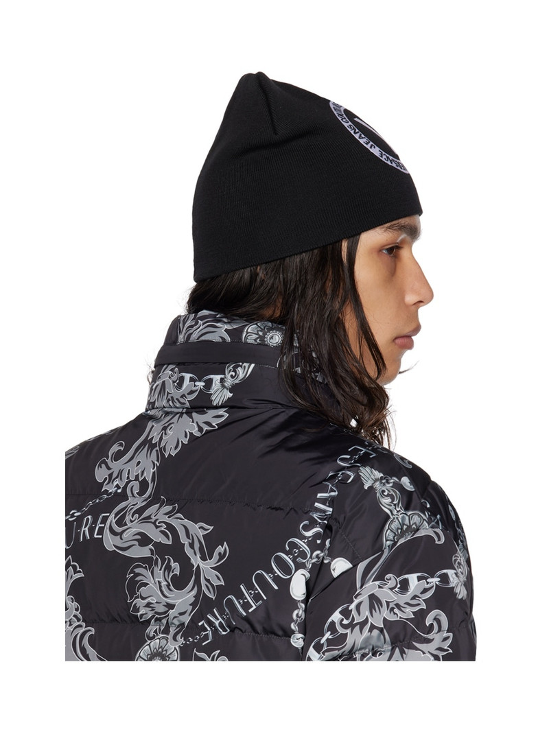 Black Embroidered Beanie 3