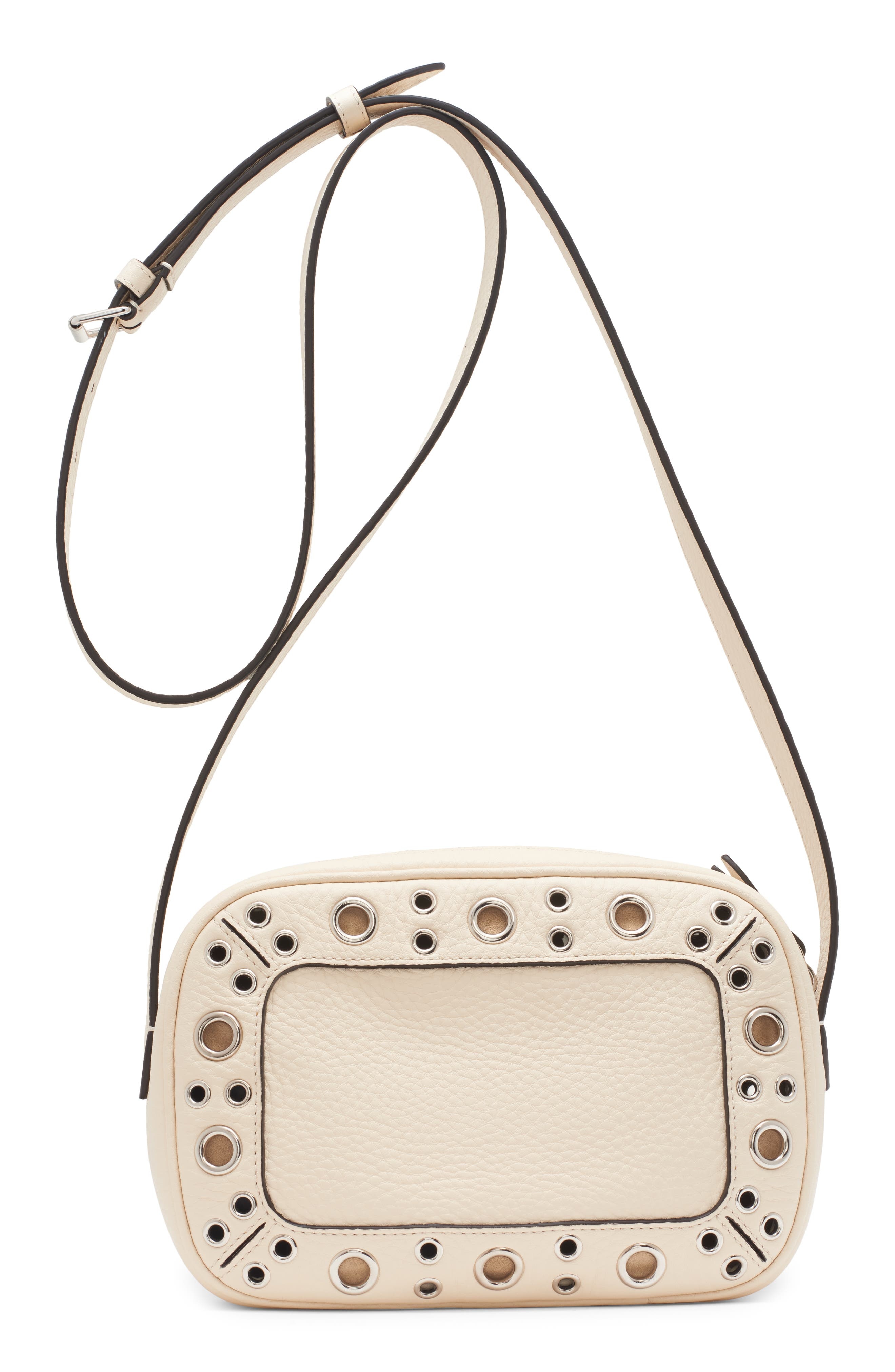 Valentino Garavani Nellcôte Studded Leather Crossbody Bag in Light Ivory at Nordstrom - 3