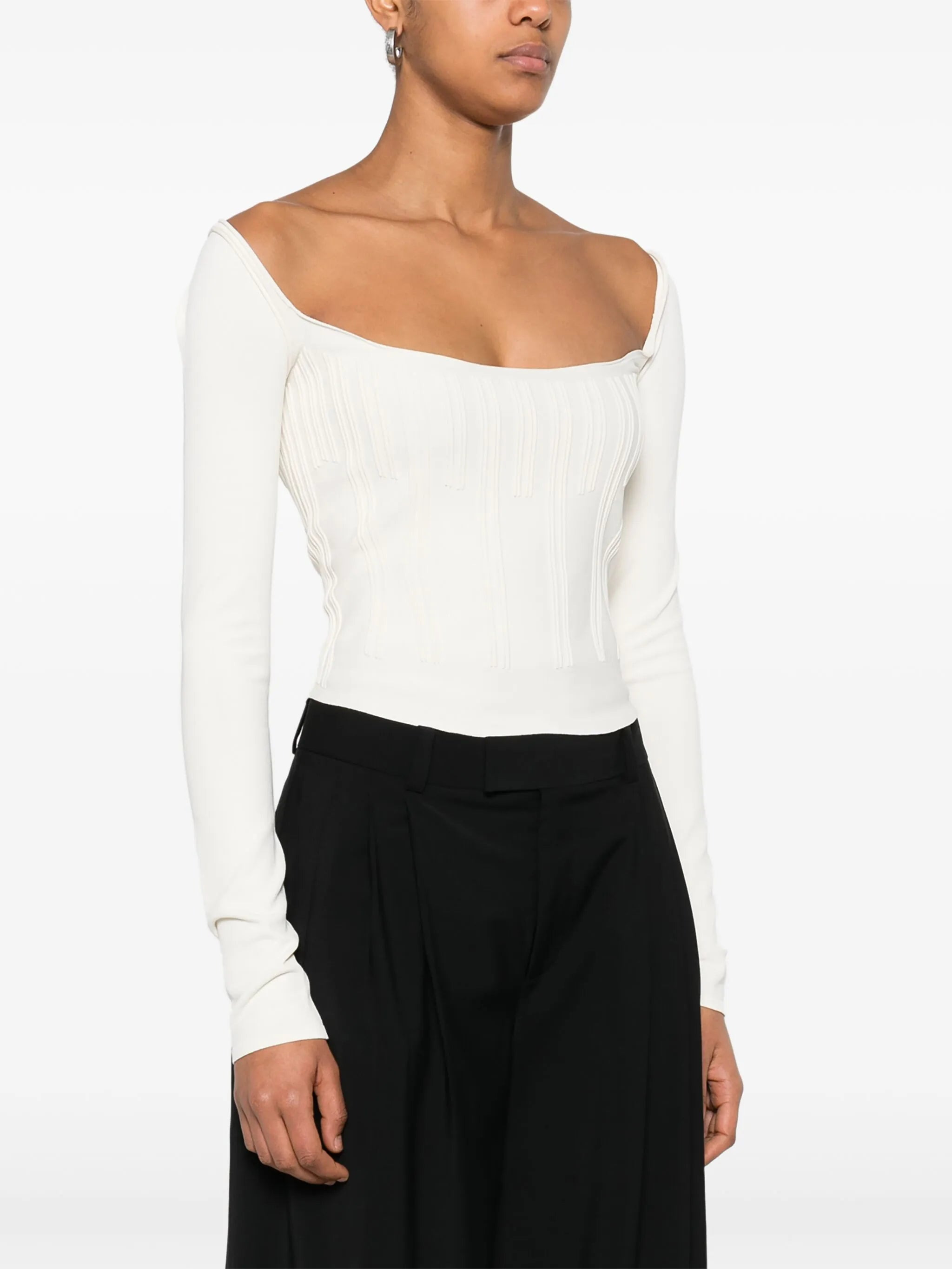 boning-detail sweater - 3