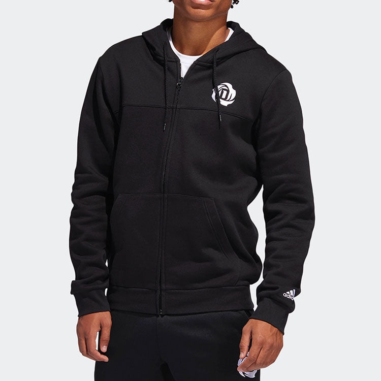 adidas Solid Color Zipper Hooded Jacket 'Black' DP5713 - 3