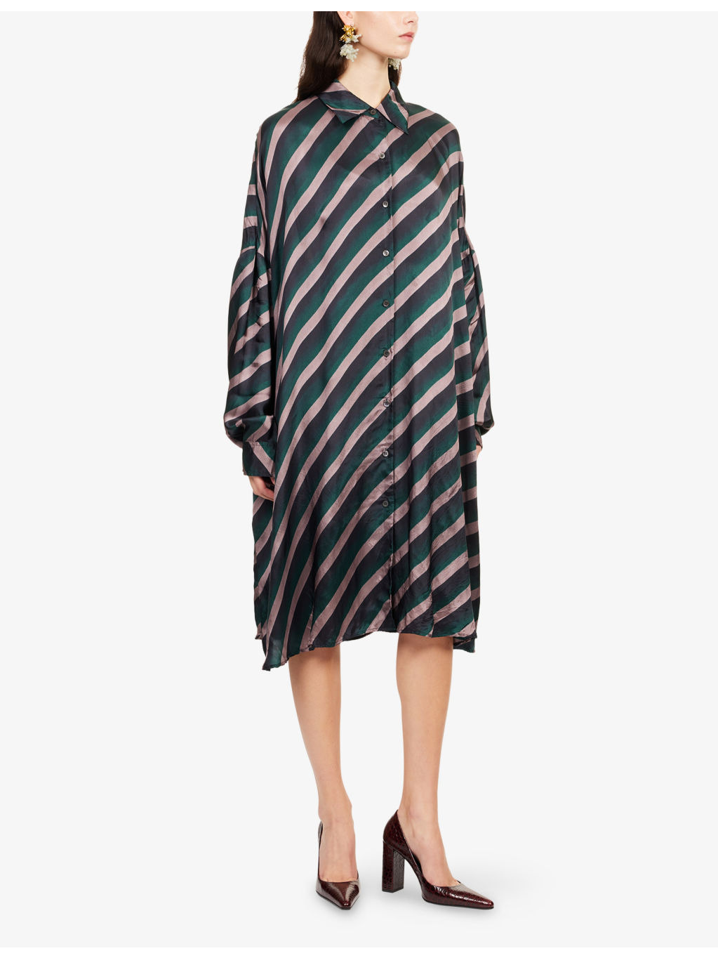 Dasia Diagonal-Stripe Woven Midi Dress - 3