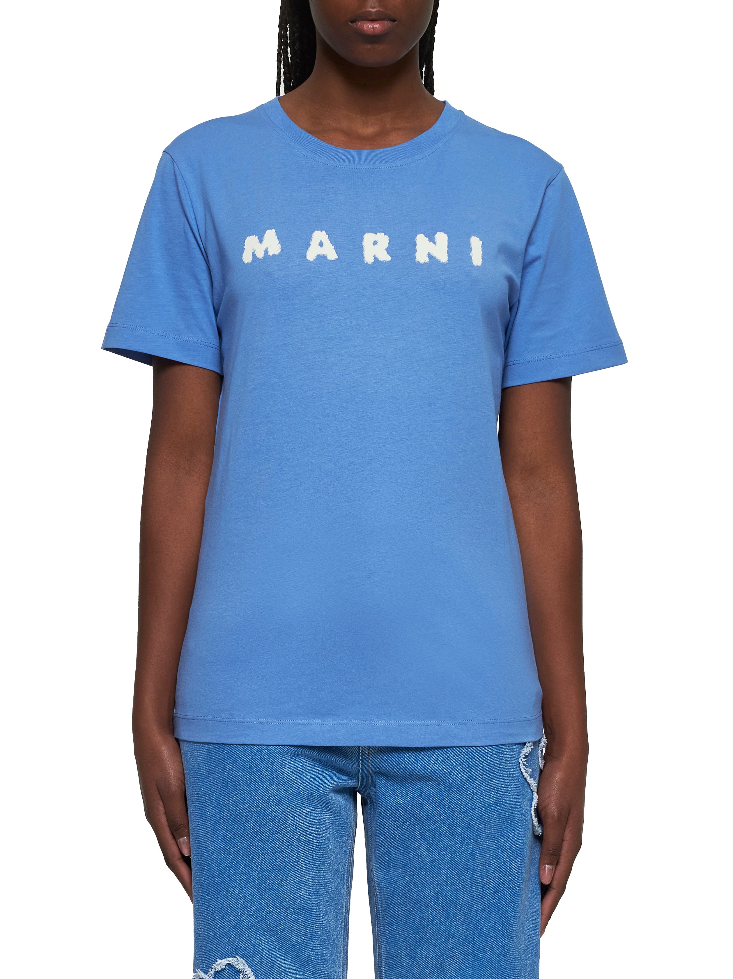 Light blue Marni Scribbled logo T-shirt - 2