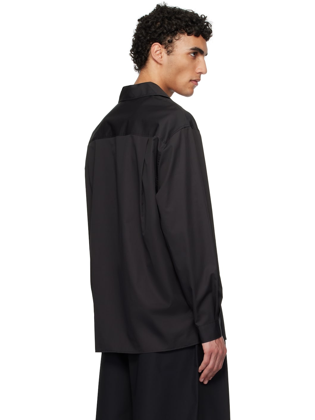 Black Open Collar Shirt - 3