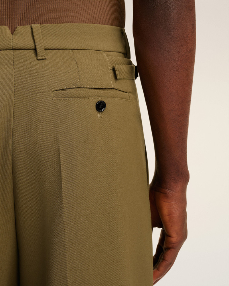 GREEN WOOL LOW WAIST WIDE TROUSERS 5