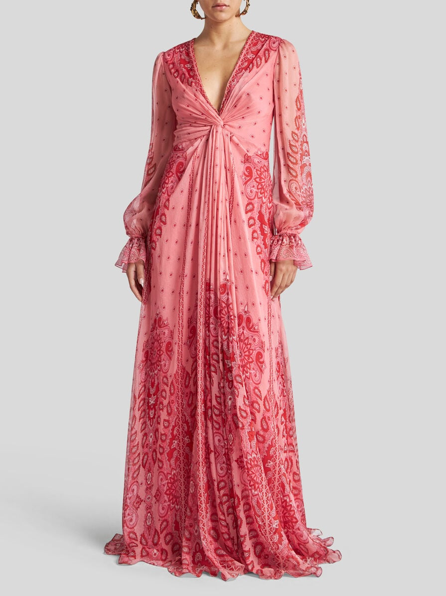 LONG PRINTED SILK DRESS - 3