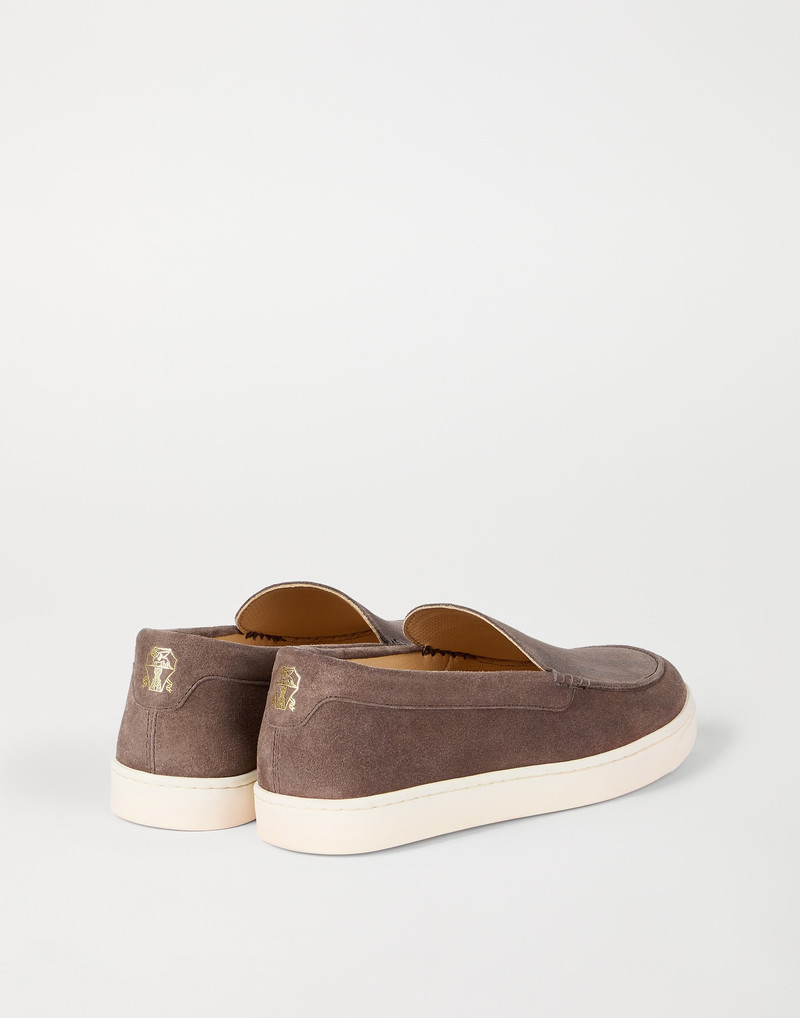 Brunello Cucinelli Chevron-effect suede loafers outlook
