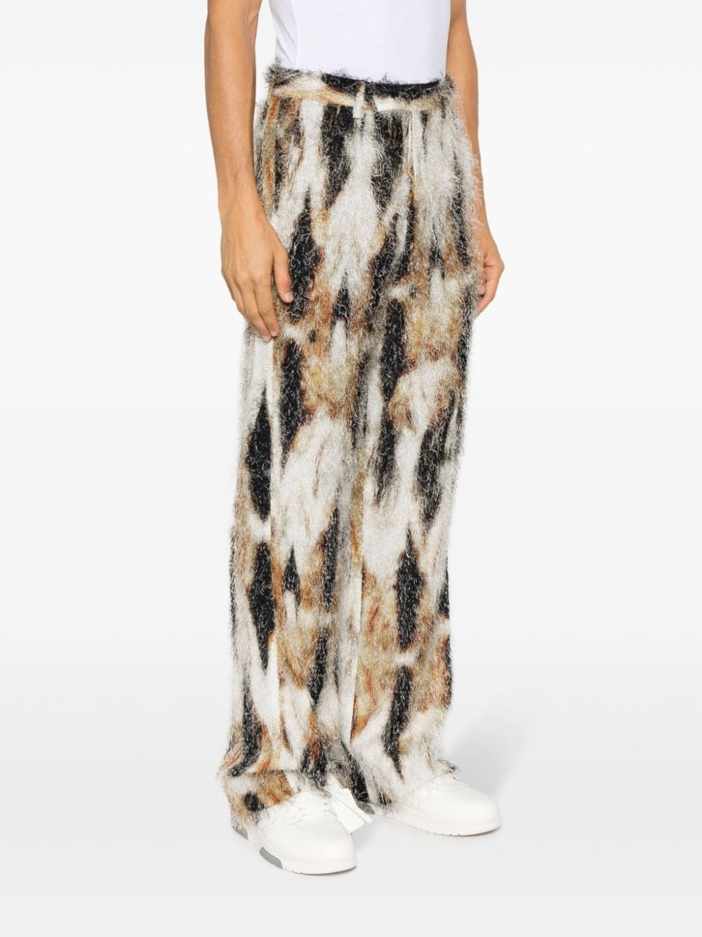 Eyelash abstract-pattern print straight trousers - 3