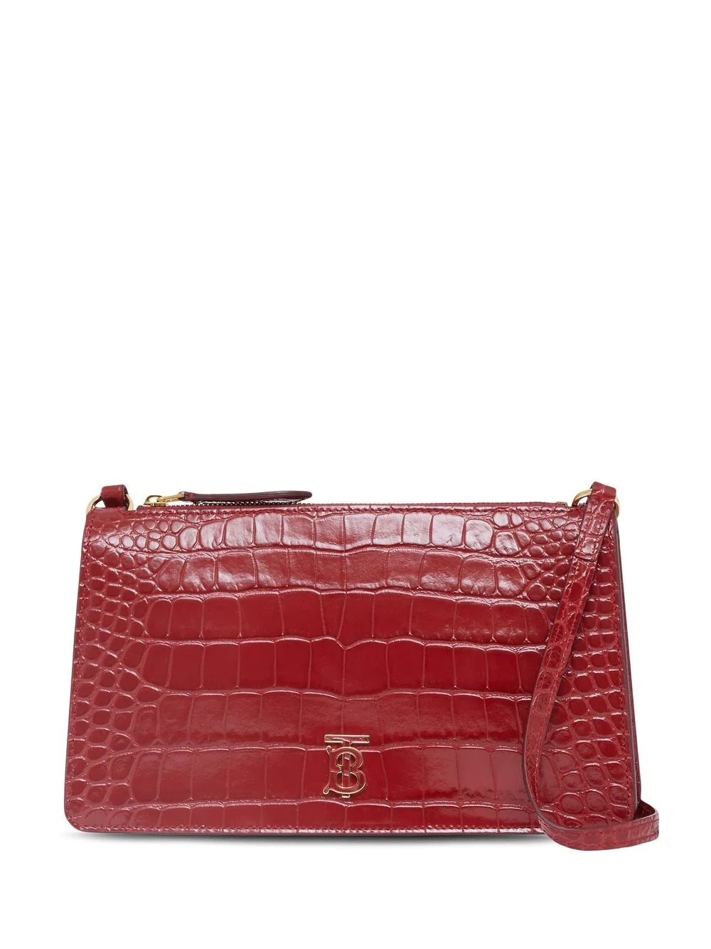 TB plaque embossed leather mini bag - 1