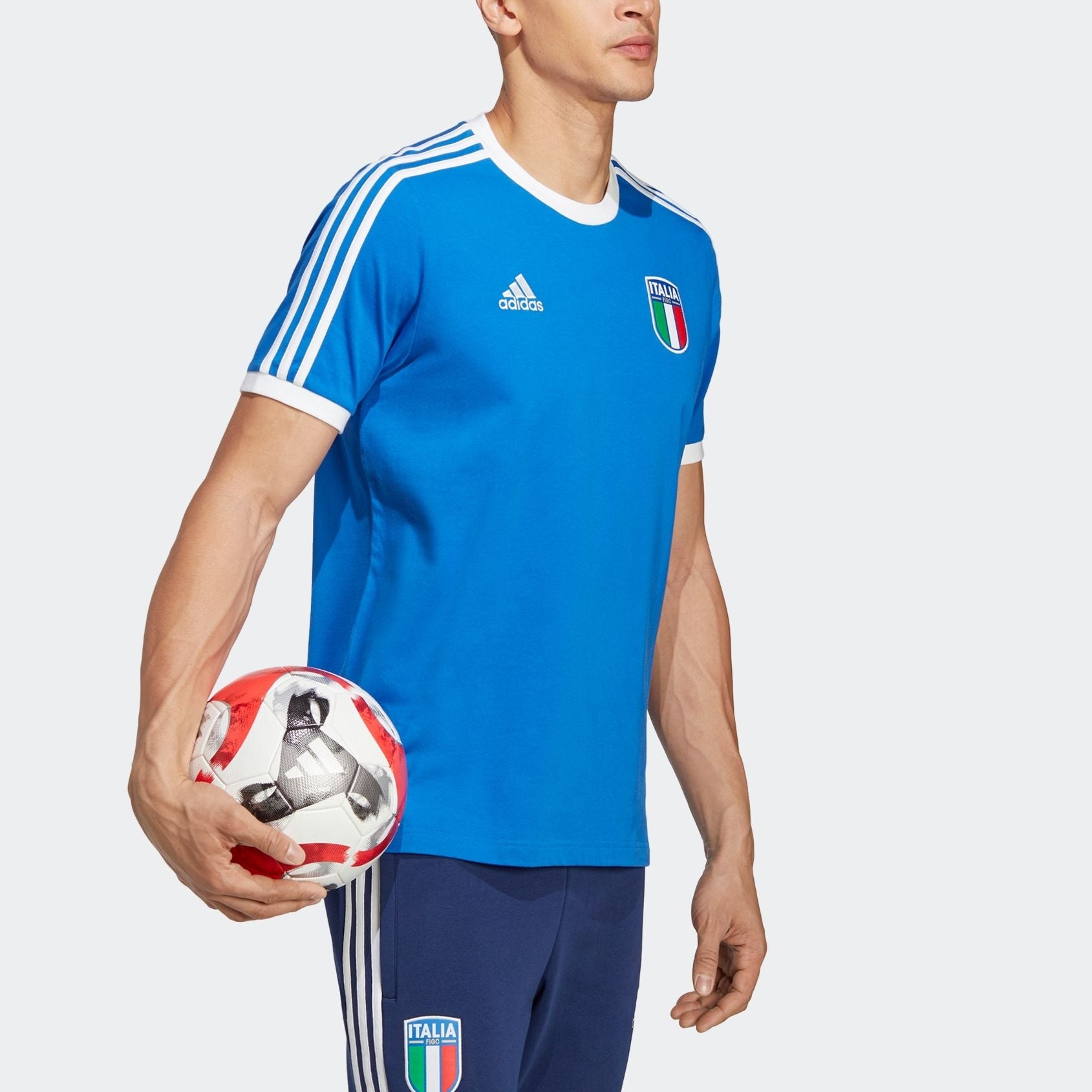 adidas Italy 3-Stripes Tee 'Blue' HT2185 - 4