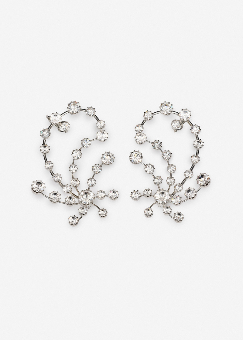 Crystal-embellished branching earrings in silver 1