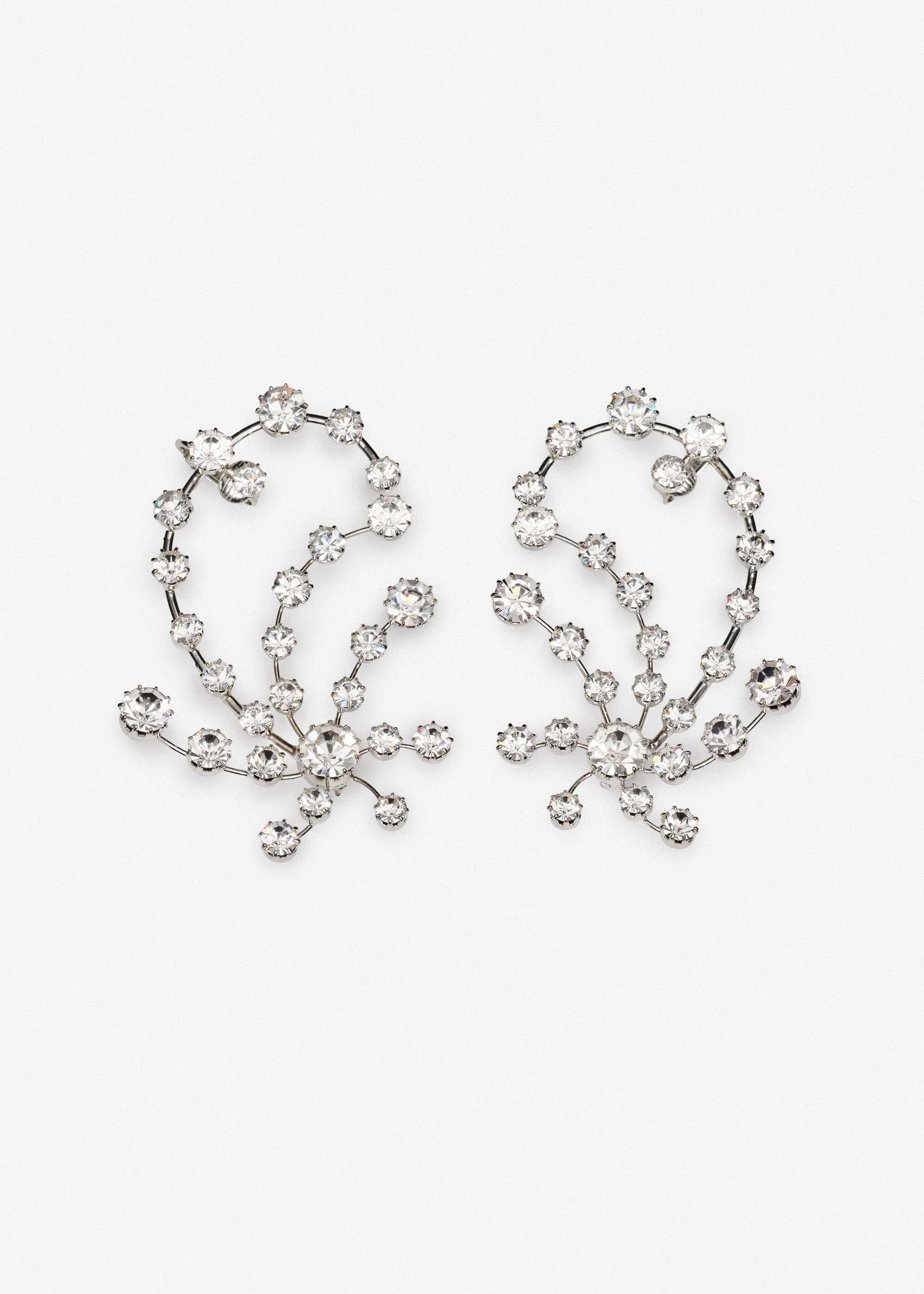 Crystal-embellished branching earrings in silver - 1