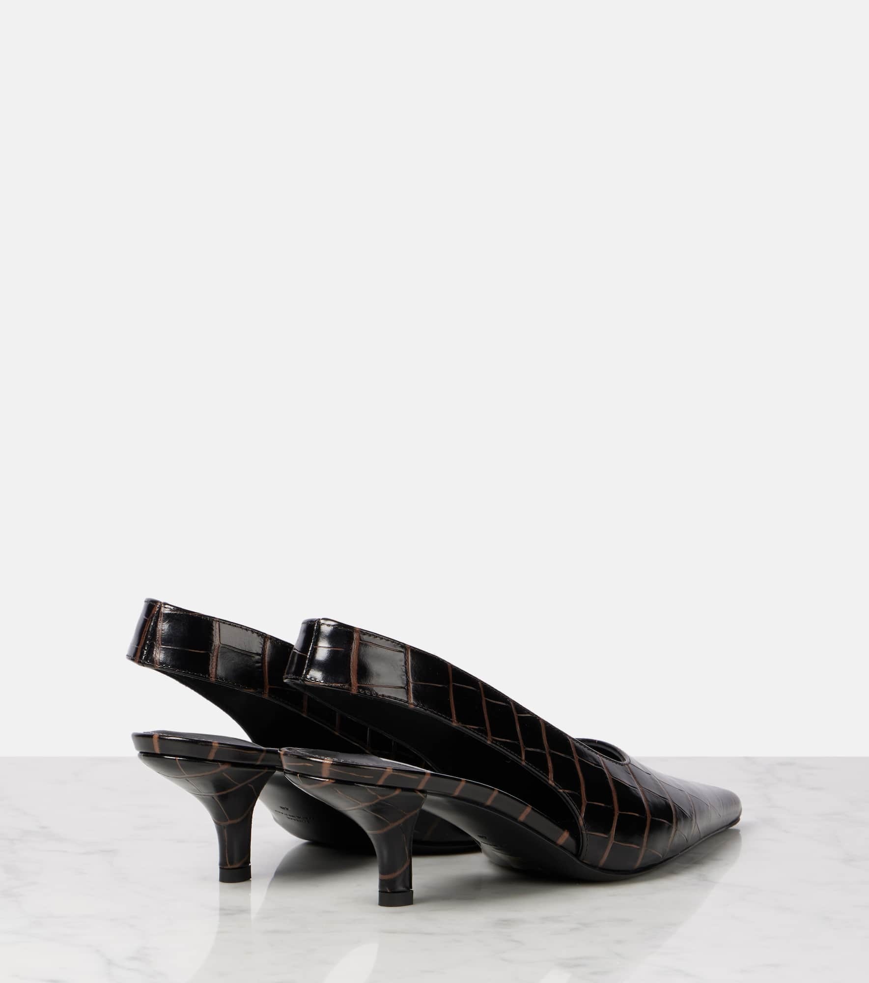 Croc-effect leather slingback pumps - 2