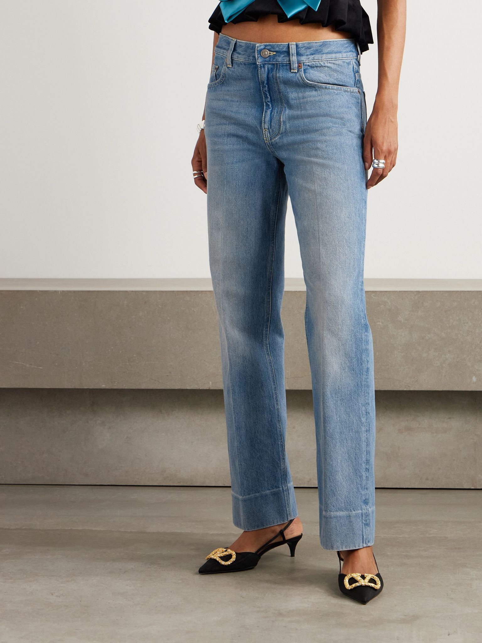 Mid-rise straight-leg jeans Light denim - 3