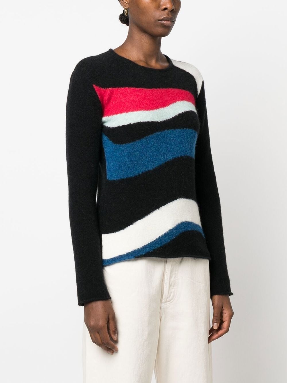 abstract-pattern knit jumper - 3